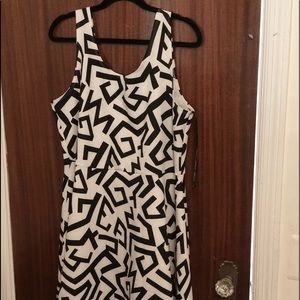 Black and Cream A line dress